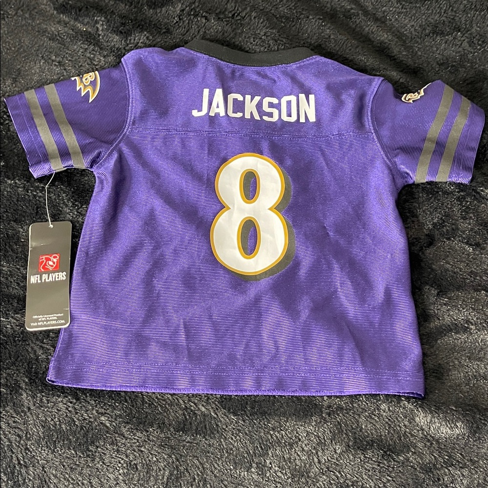 Baltimore Ravens Kids 3T Purple Jersey with Gold Number 8 - Picture 7 of 9